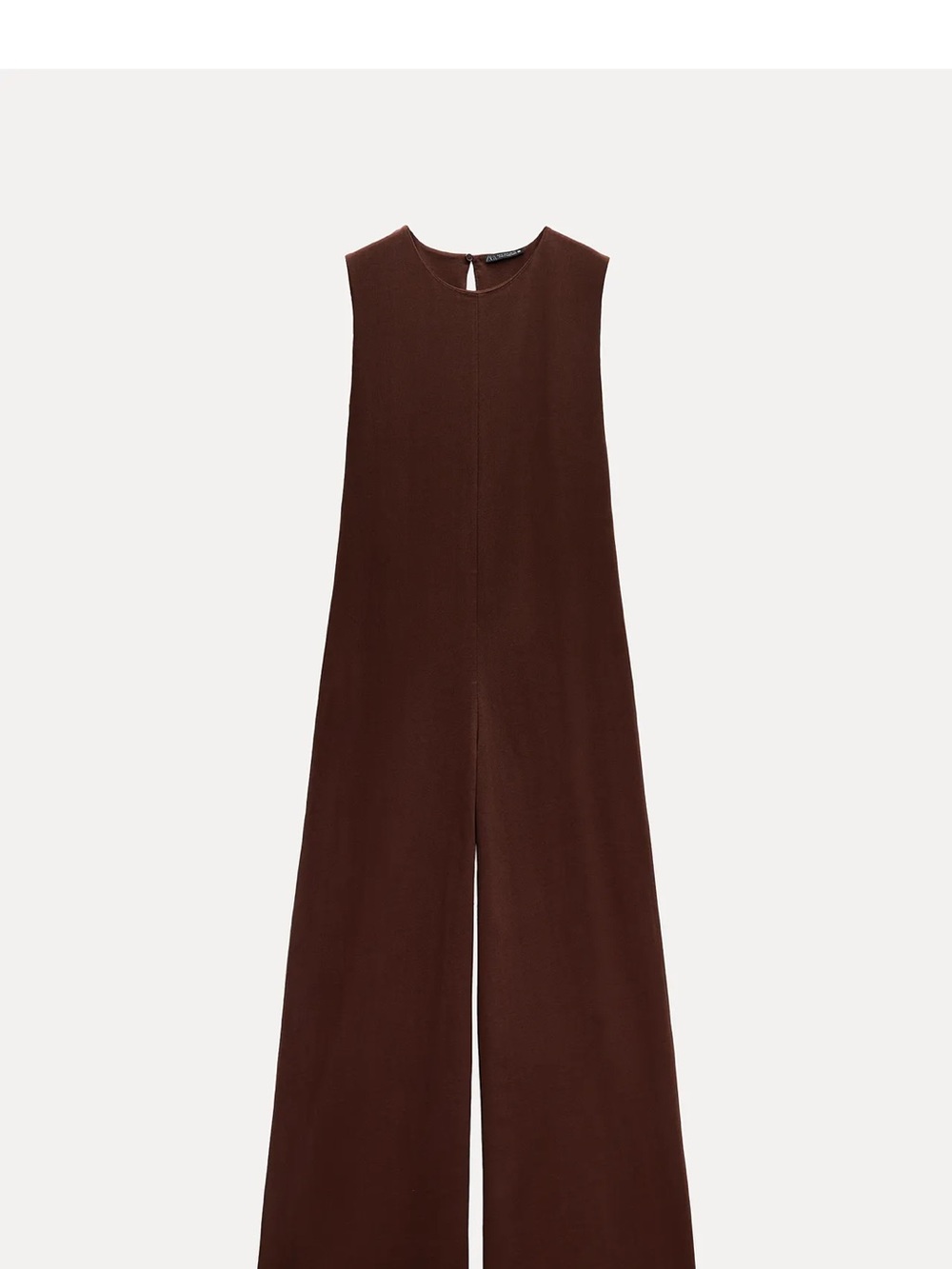 ZARA Heavy Cotton Palazzo Wide-Leg Jumpsuit in Dark Brown